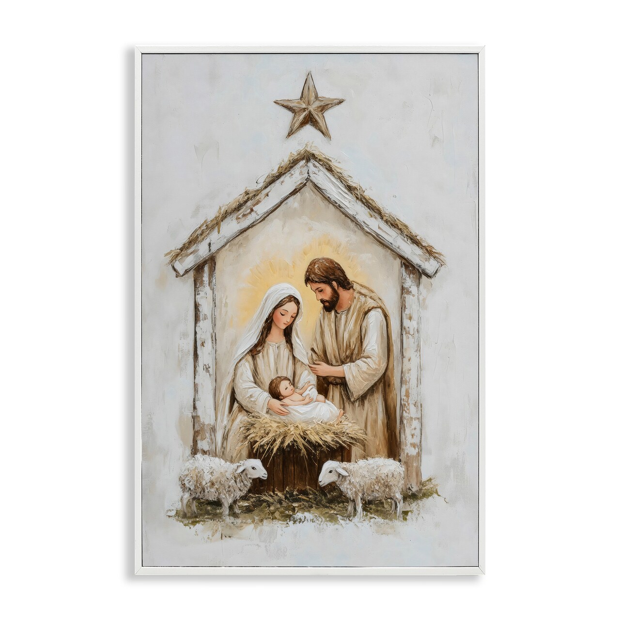 Stupell Industries Little Lambs & Nativity Framed Giclee, design by Petal Prints Design